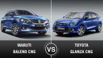 Toyota Glanza CNG vs Maruti Baleno CNG Compare Features