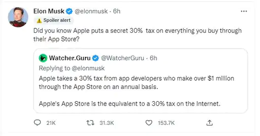 elon musk tweet on twitter app