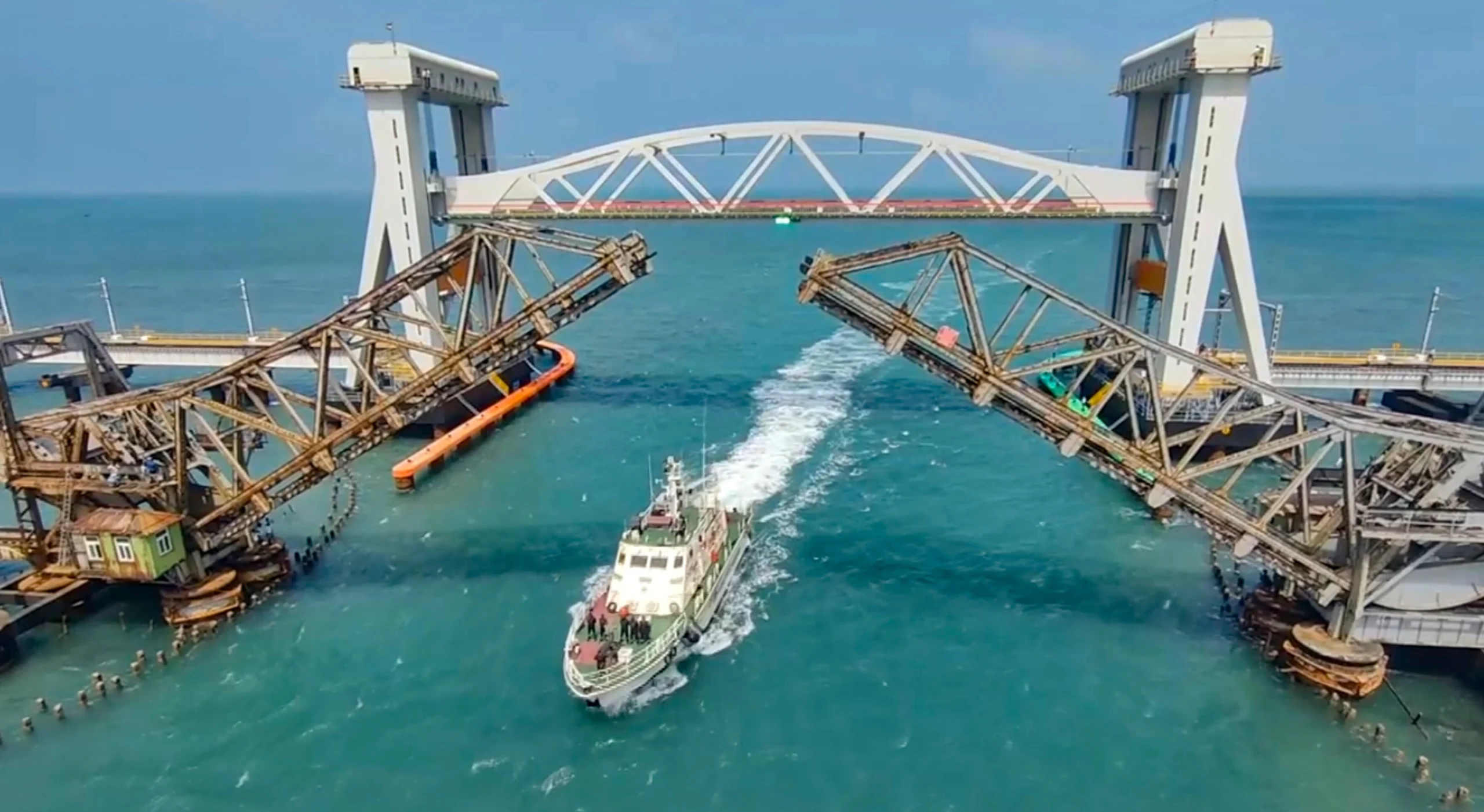 Pamban Bridge opens vertically
