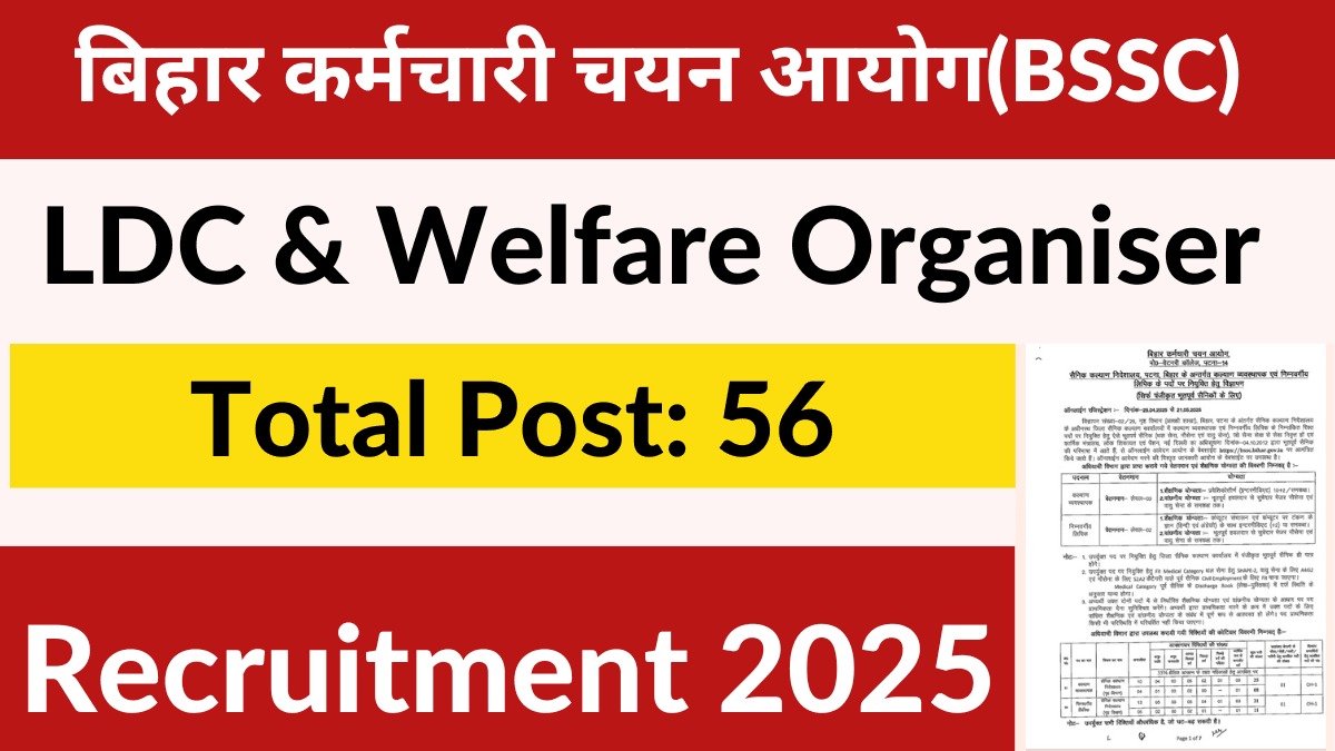 BSSC LDC & Welfare Organiser Recruitment 2025